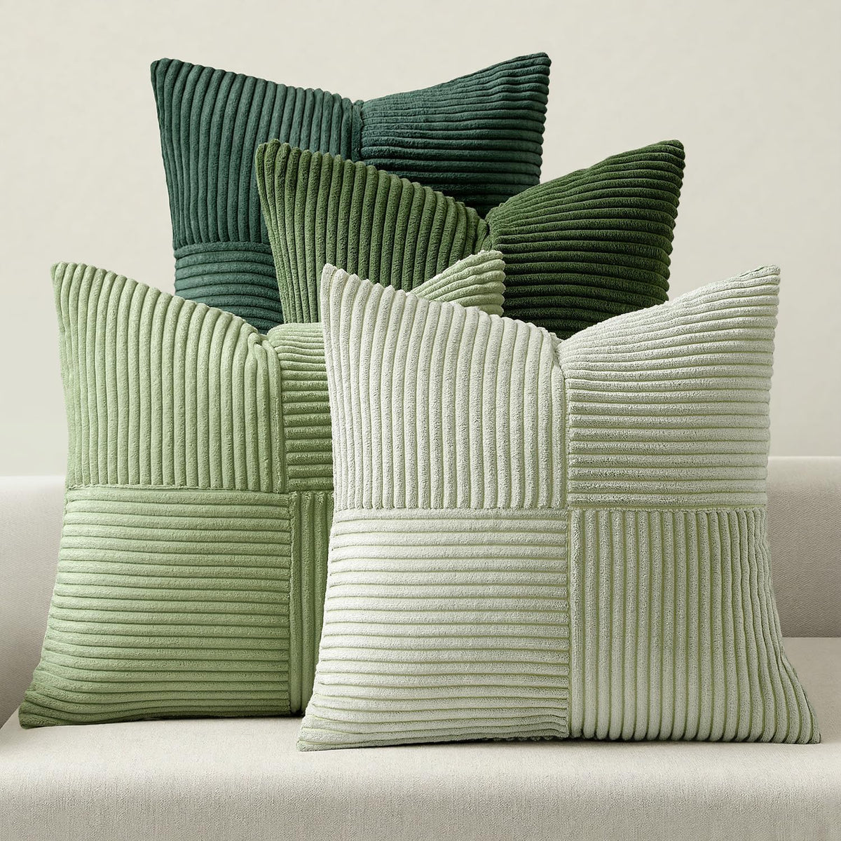 MIULEE spring green decorative pillow cover, 20x20 inches, four-pack, versatile living room styling.