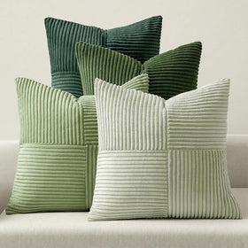MIULEE spring green patchwork striped cover adds cozy texture to your sofa.