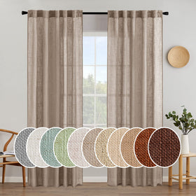 MIULEE Taupe Linen Curtains panel front view with rod pocket for easy hanging and privacy.