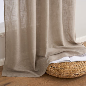 MIULEE Taupe Linen Curtains 84-inch length ideal for bedrooms and living spaces.