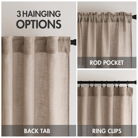 MIULEE Taupe Linen Curtains back tab detail for effortless top-rod setup.