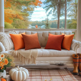 MIULEE 12x20 inch pillow cover in burnt orange, ideal for lumbar cushions.