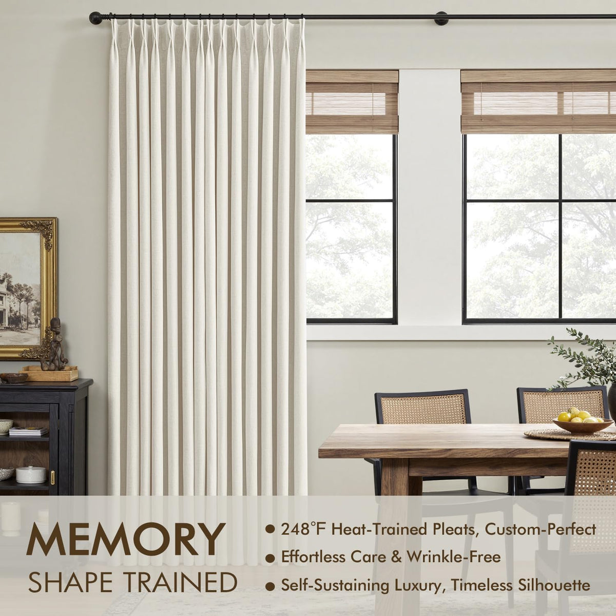 MIULEE two-panel curtain set with hooks and rings for versatile hanging options.