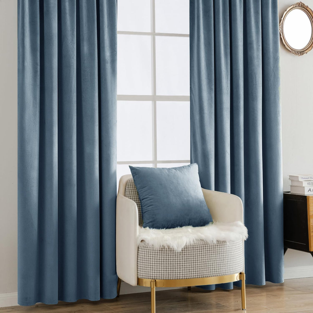 MIULEE velvet curtains dusty blue are machine washable for easy care