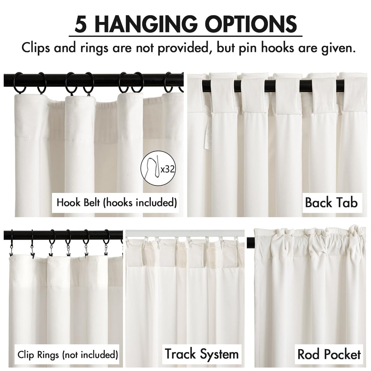 MIULEE velvet curtains two-panel set with hooks for quick, flexible hanging