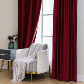 MIULEE velvet curtains bedroom ambiance with rich burgundy color.