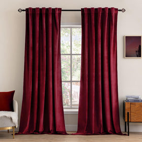 MIULEE velvet curtains burgundy texture close-up for luxurious bedroom softness.