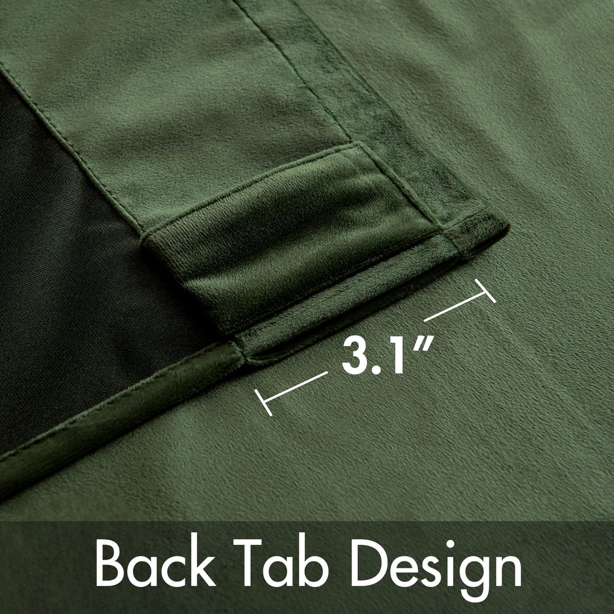 MIULEE velvet curtains olive green back tab option for versatile mounting
