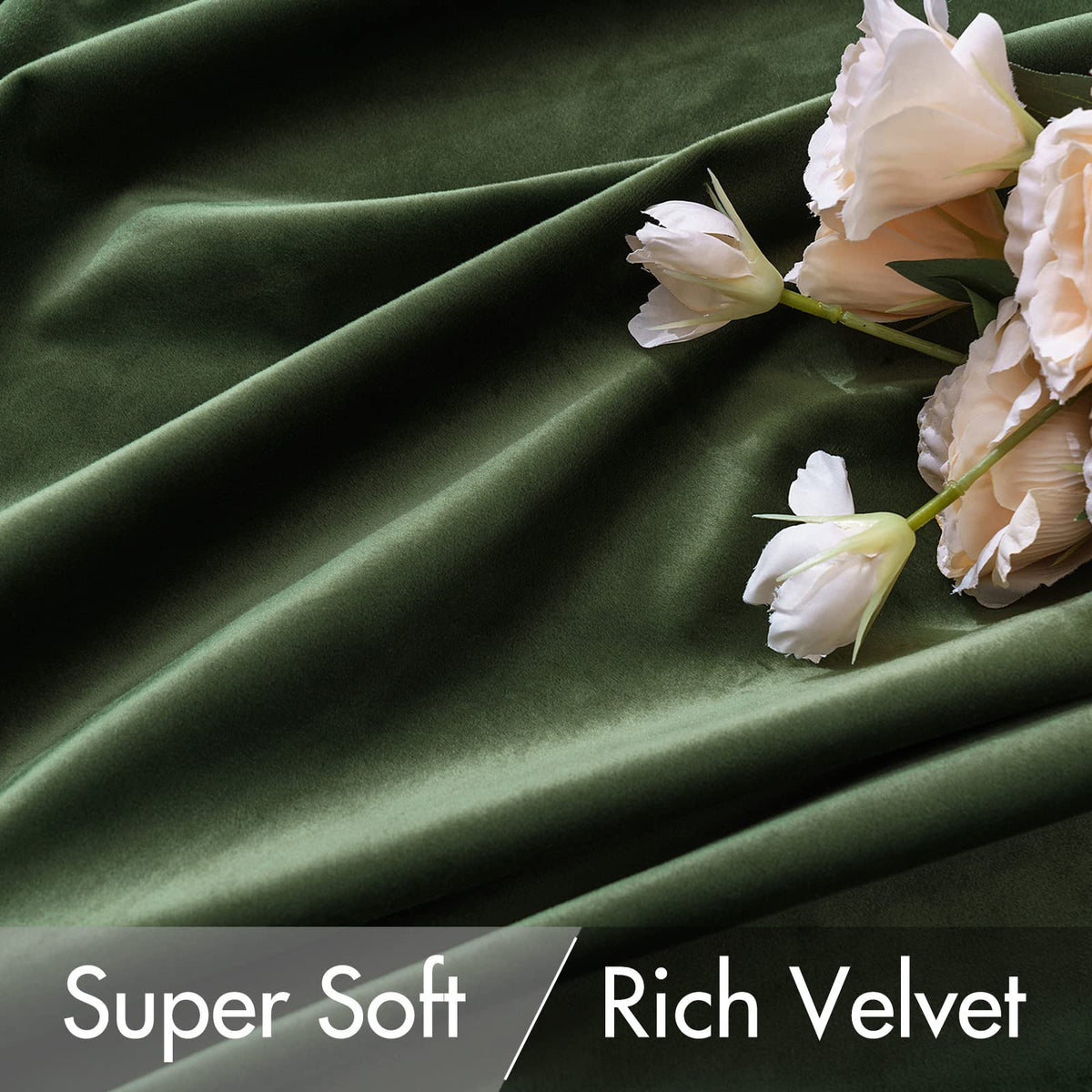 MIULEE velvet curtains olive green closeup fabric texture and softness