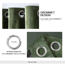 MIULEE olive green velvet curtains with light-blocking capability for cozy evenings.