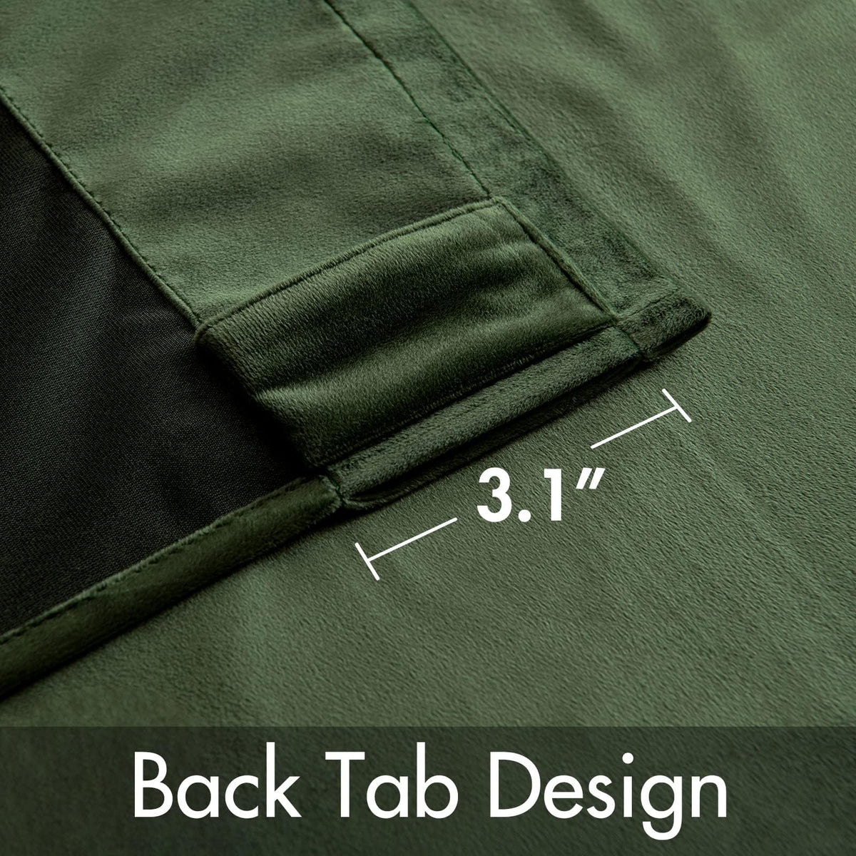MIULEE velvet curtains olive green rod pocket and back tab design shown for easy setup
