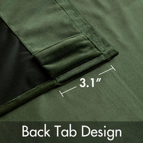 MIULEE velvet curtains olive green rod pocket and back tab design shown for easy setup