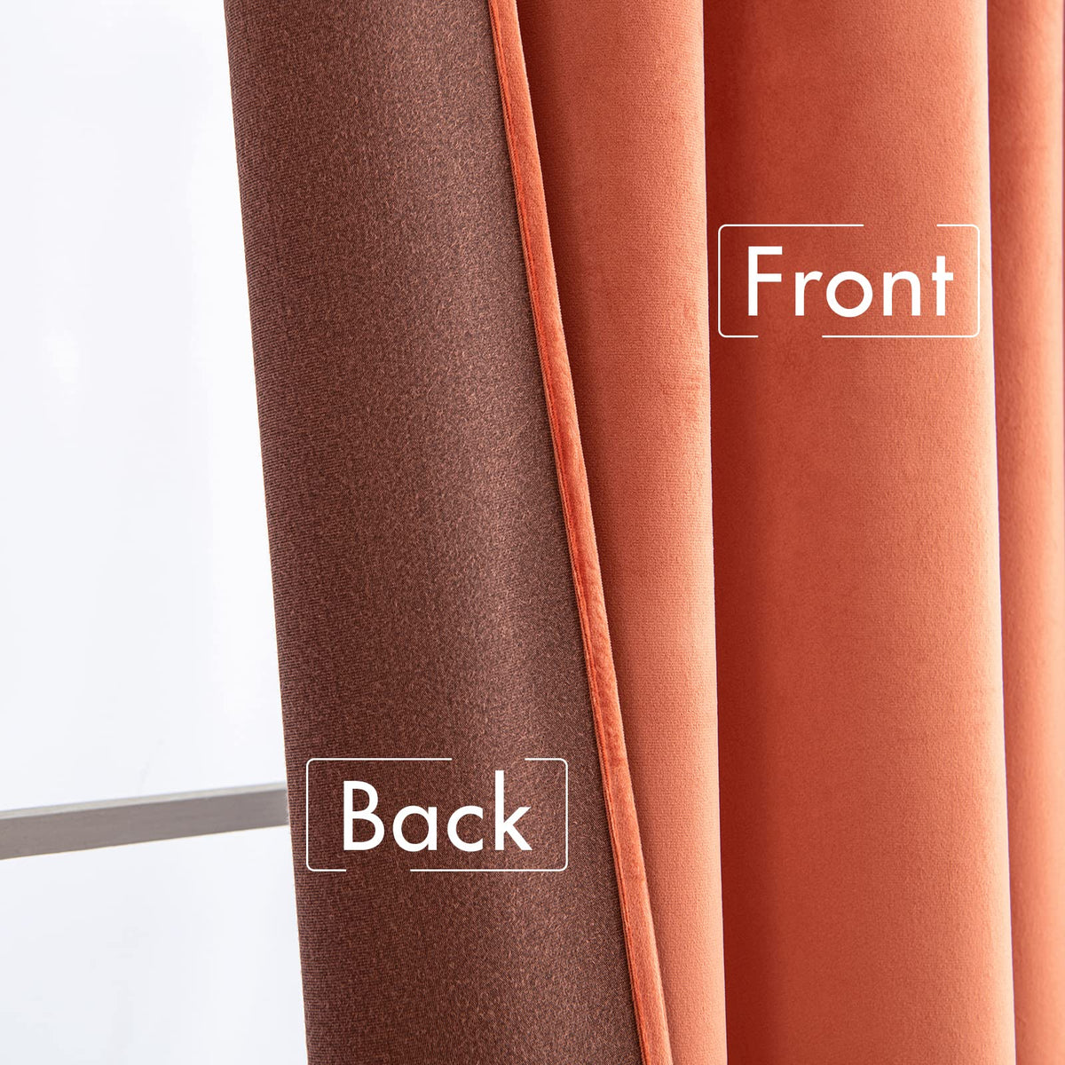 MIULEE velvet curtains show rod-pocket and back-tab hanging options