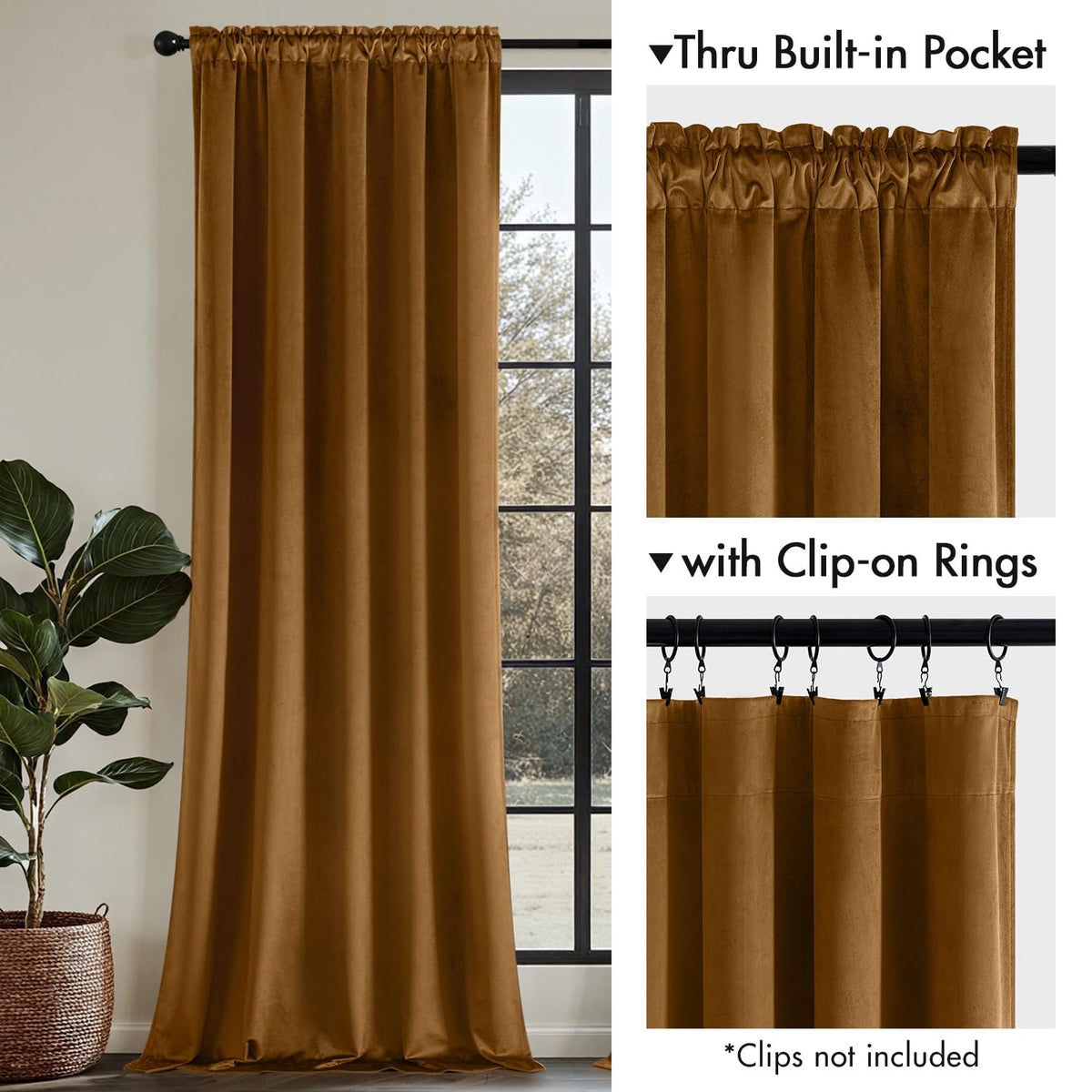 MIULEE velvet drapes create warm ambience in a stylish living room.
