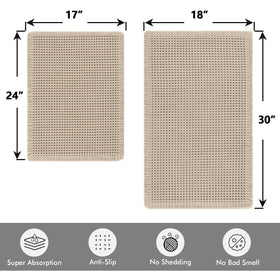 MIULEE waffle bath mat 18x30 in pale beige showing generous coverage