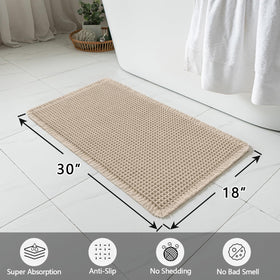 Two MIULEE waffle bath mats in pale beige with soft texture for comfort.