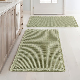MIULEE waffle bath rug set in sage green, absorbent and quick-drying for a cozy bathroom.