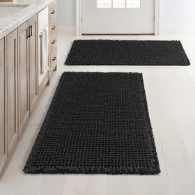 MIULEE waffle bath rugs set 2 absorbent dual-layer, keeps floors dry