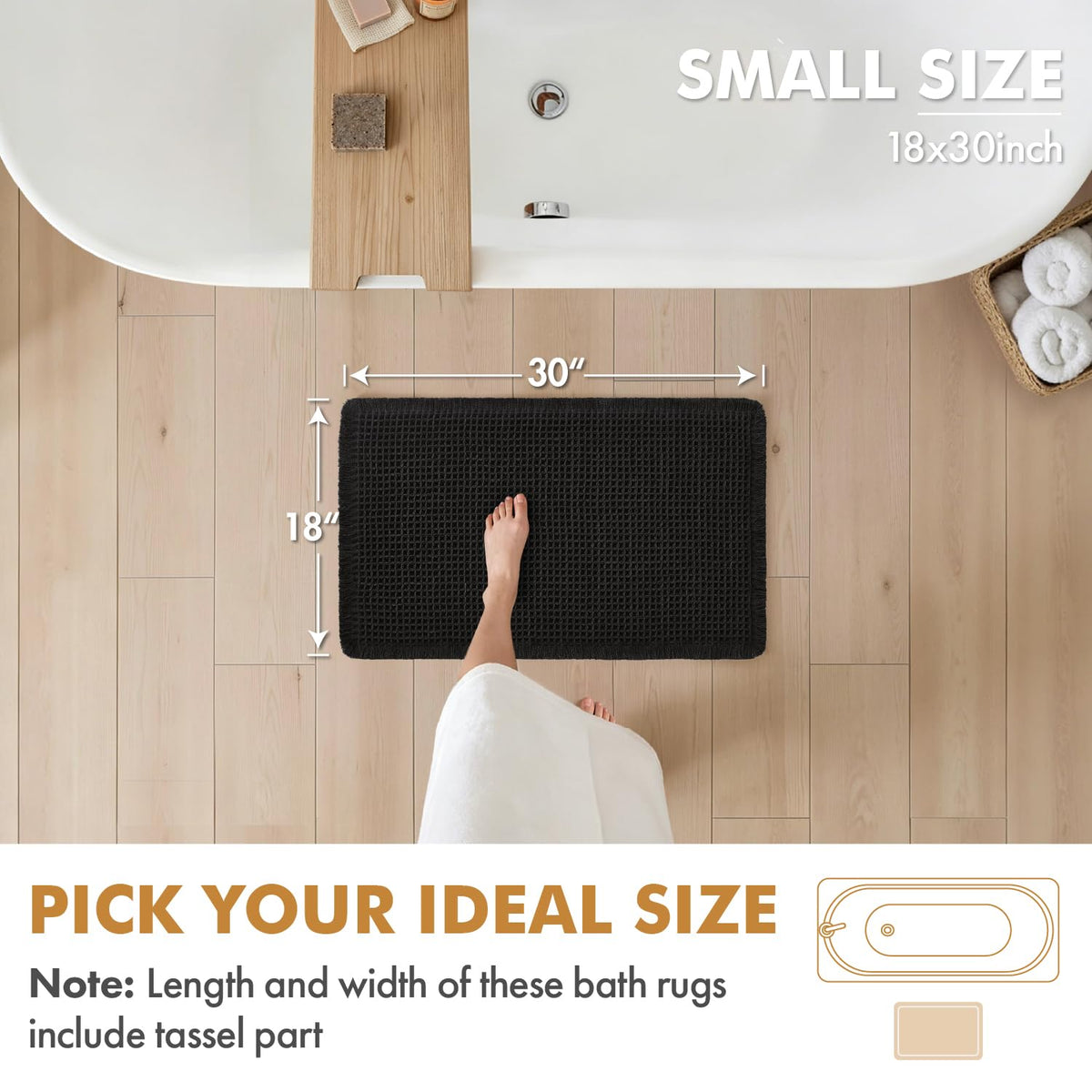MIULEE waffle bath rugs set 2 non-slip backing enhances safety on smooth floors