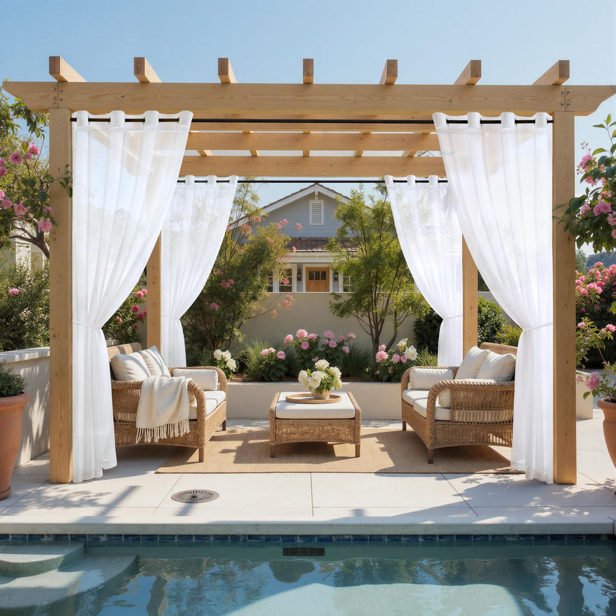 MIULEE waterproof outdoor curtain for gazebo rain protection