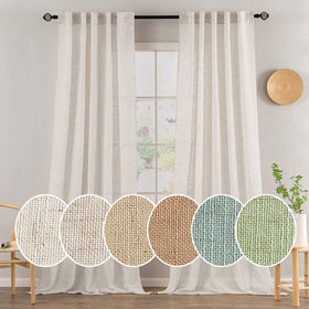 MIULEE white linen curtains 52x90 panel with soft texture and privacy for bedroom.