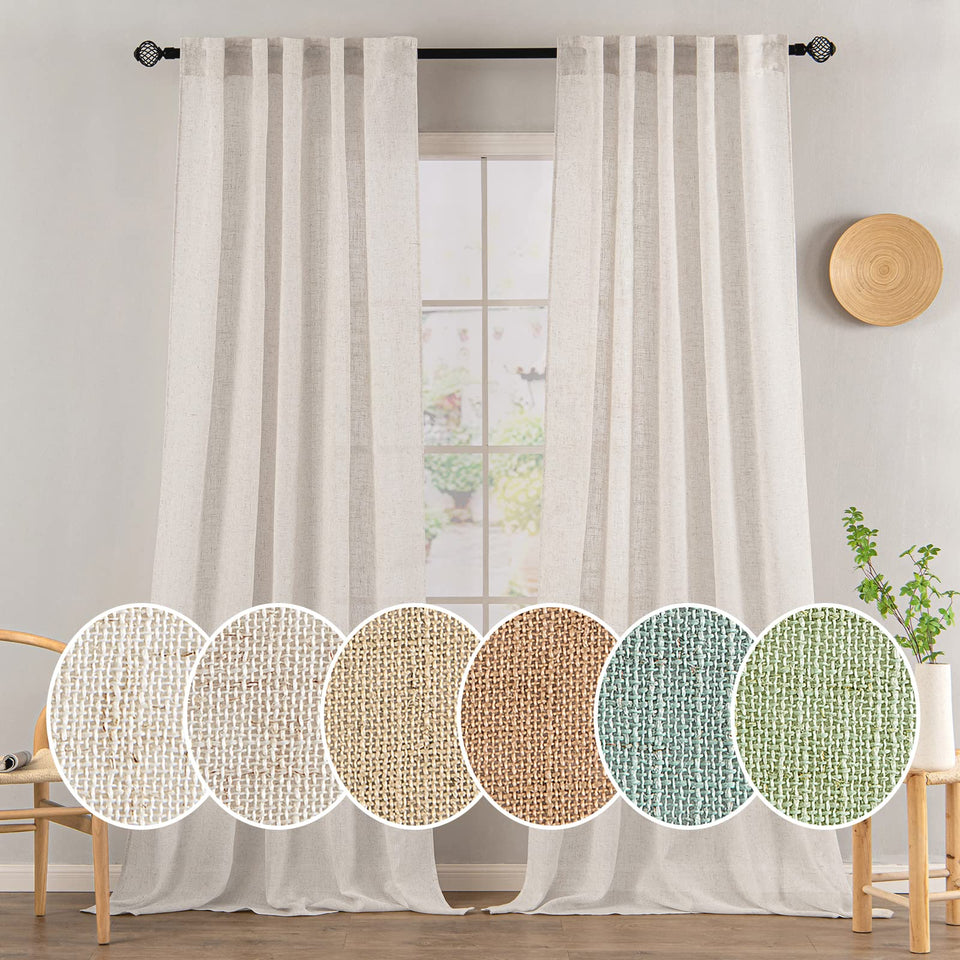 MIULEE white linen curtains 52x90 panel with soft texture and privacy for bedroom.