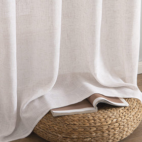 MIULEE white linen curtains living room setup showcasing two-panel coverage.