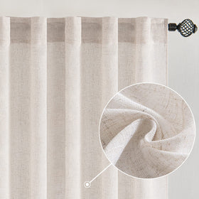 MIULEE white linen curtains with rod-pocket and back-tab design for easy hanging and versatile styling.