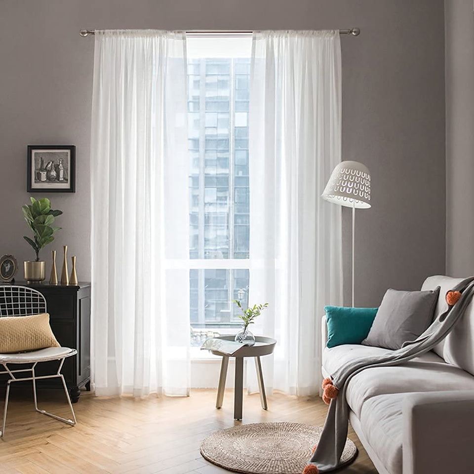 MIULEE white sheer curtains two panels filter daylight softly for a bright private space