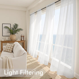MIULEE White Sheer Curtains living room setup showcasing airy, elegant decor.