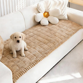 Mivnue pet couch cover brown, front view, showing soft fabric and secure fit.