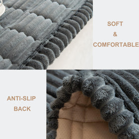 Soft plush fabric closeup shows the cozy texture of the cover.