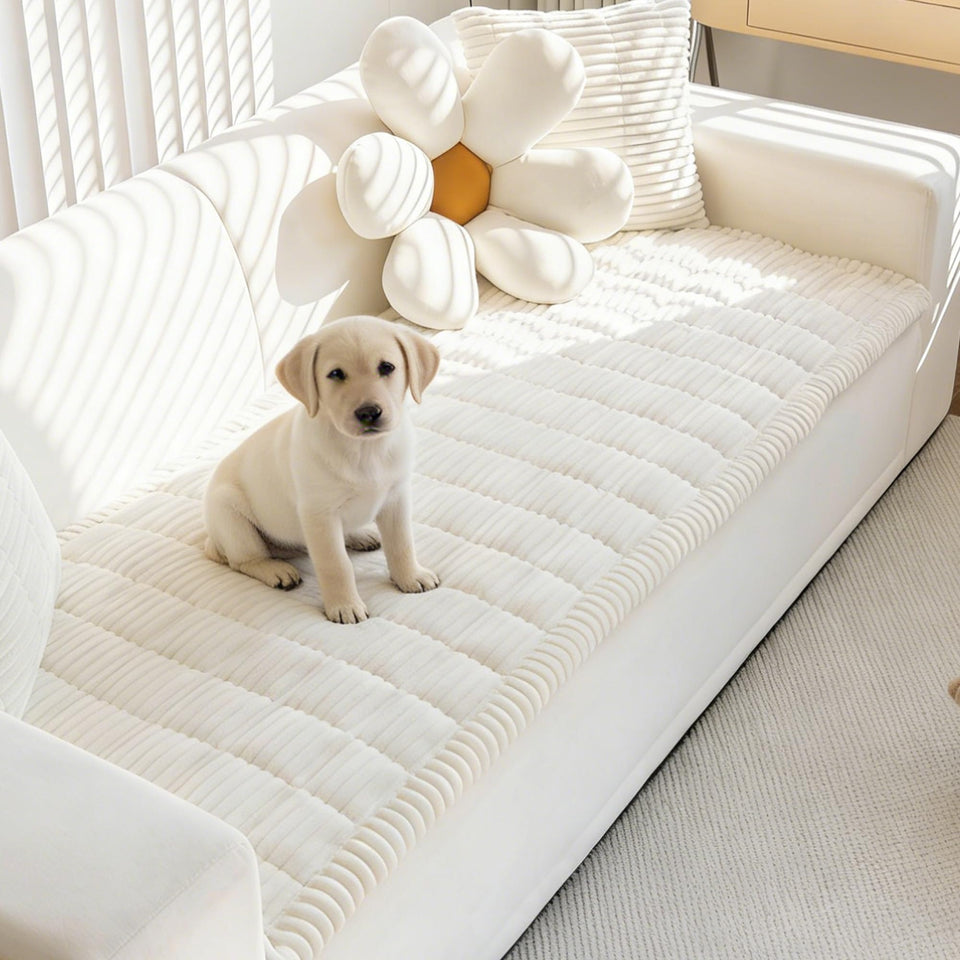 Mivnue pet couch cover soft fabric close-up showing plush texture and furniture protection.