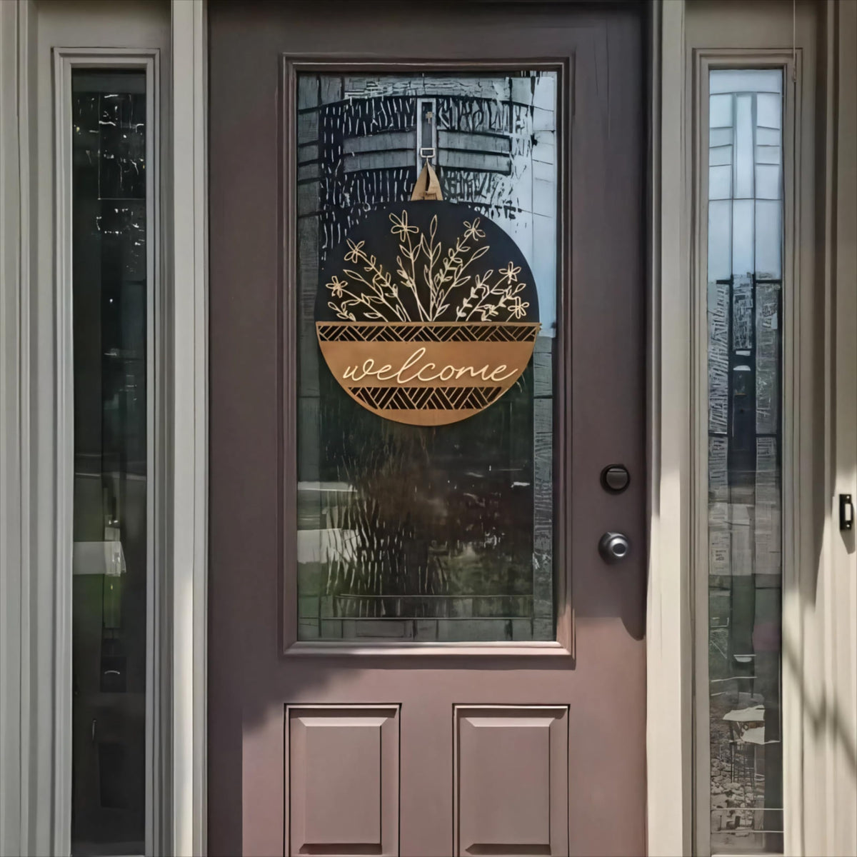 Miwcff floral cut-out welcome design brightens indoor or covered porch decor.