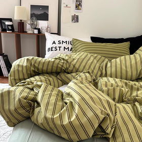 Mixinni pillowcases queen 2pc set complements the stripes with smooth, gentle pass-through.
