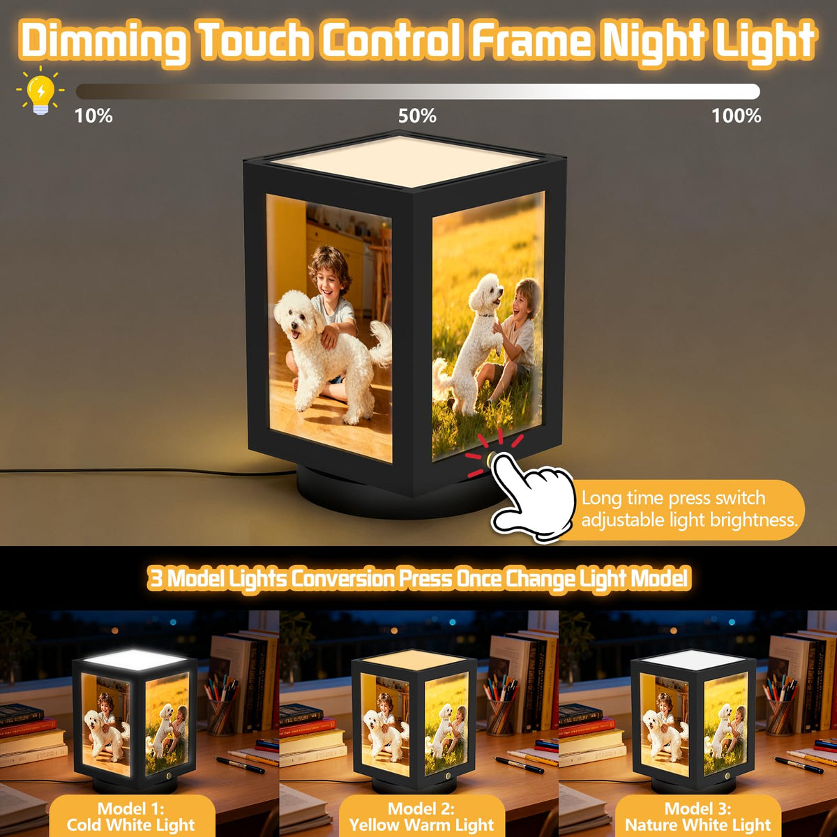 Mixoo rotates 360-degree frame display for easy photo swapping and memories.