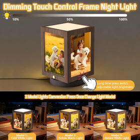 Mixoo walnut wood table lamp with frame blends lighting and decor in a compact unit.