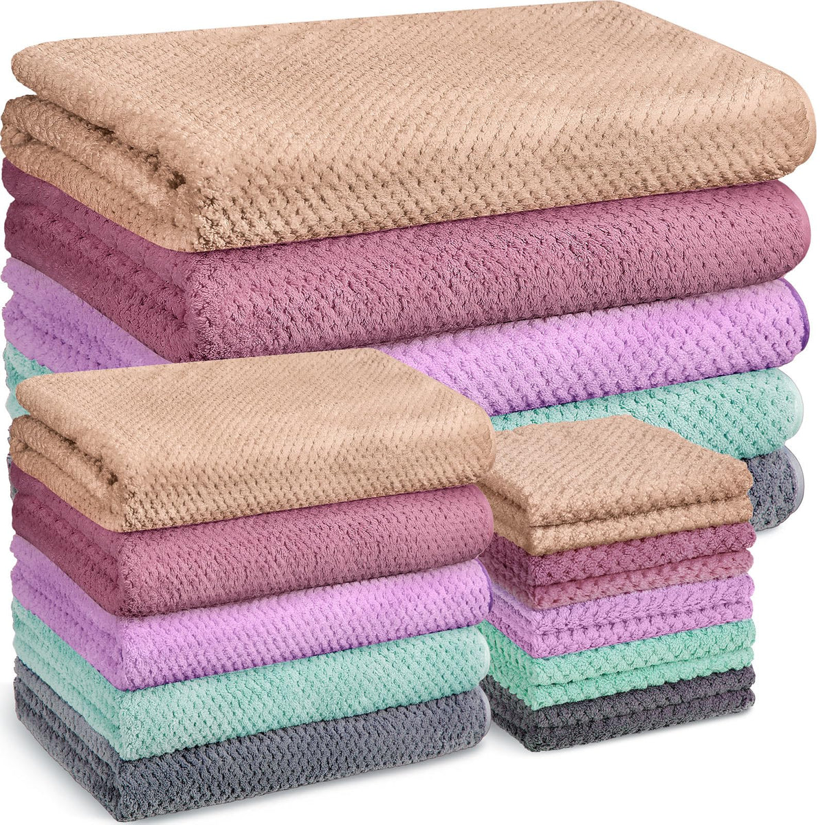 Mixweer 20 Pcs Bath Towel Set full view shows color variety for bathroom refresh.
