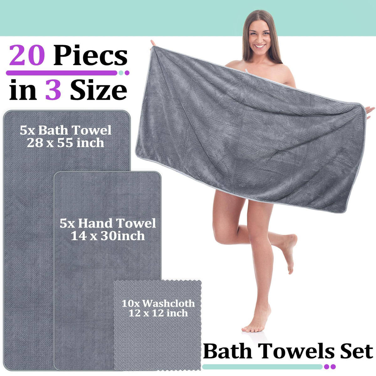 Mixweer five bath towels in bean paste color for coordinated decor.