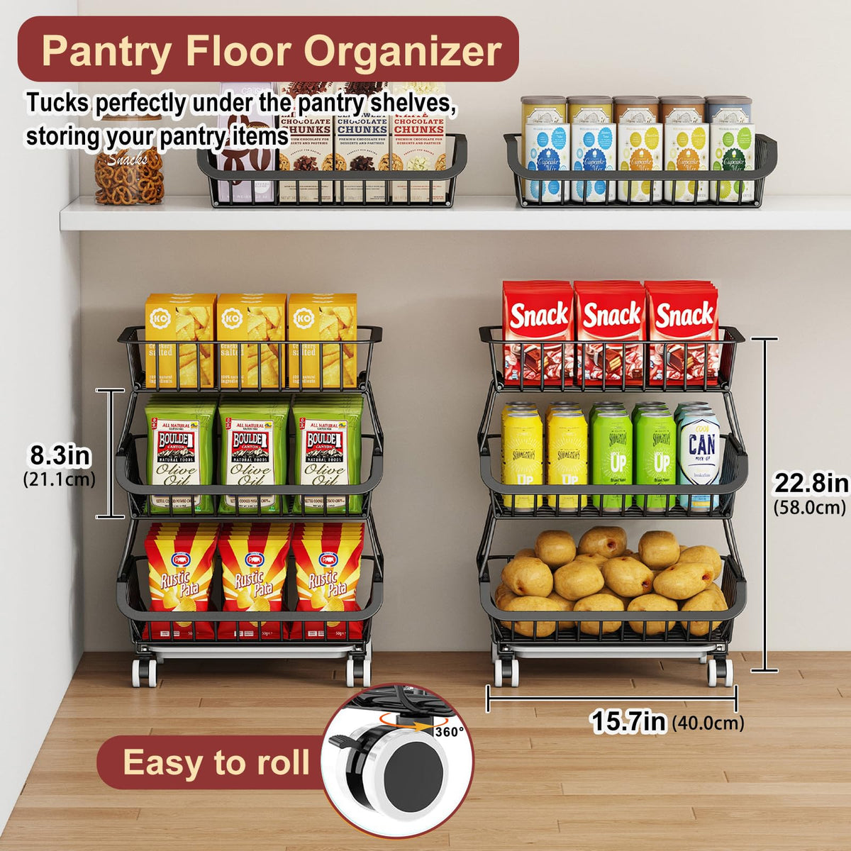 Miyawell rolling cart with wheels and locking brakes for mobility and stability.