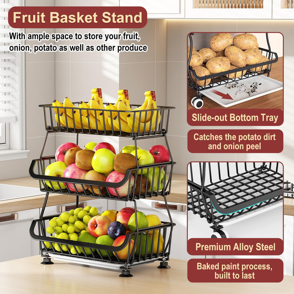Miyawell large-capacity pantry cart ready to store produce and snacks.