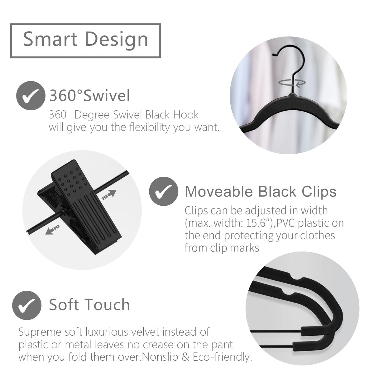 MIZGI velvet hangers with adjustable clips securely grip garments