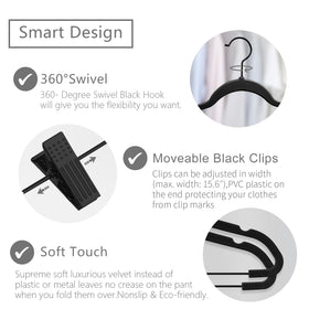 MIZGI velvet hangers with adjustable clips securely grip garments