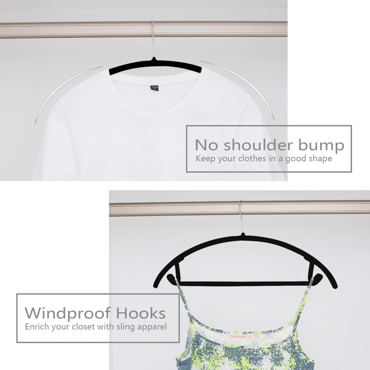 MIZGI Built-in accessory bar holds ties and scarves with clothes