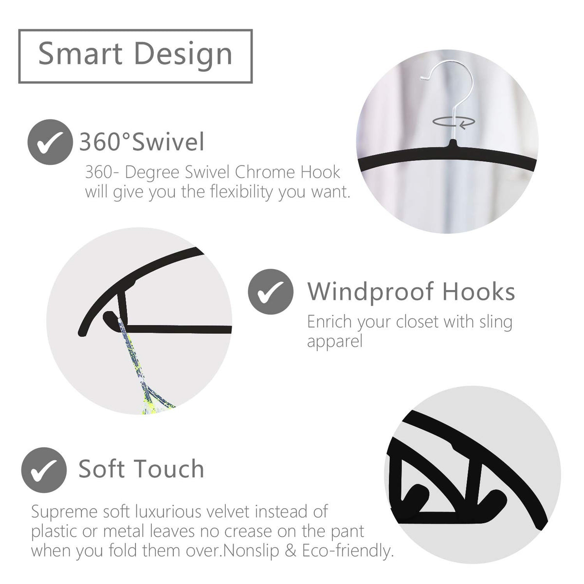 MIZGI velvet hangers with chrome hooks for easy closet sorting