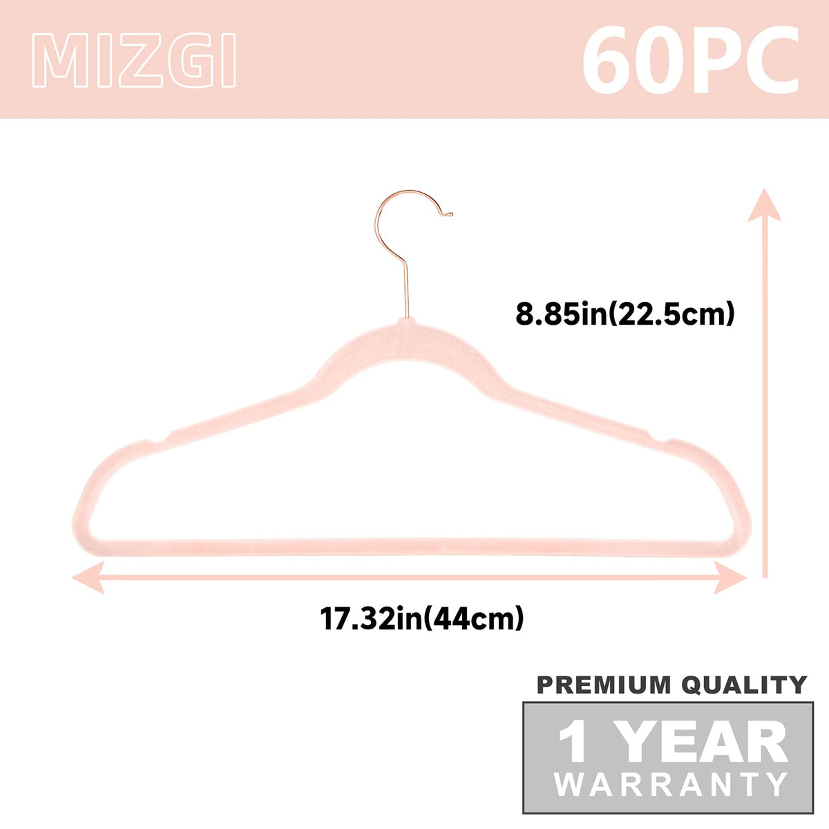 MIZGI blush-pink finish adds a stylish touch to any closet.