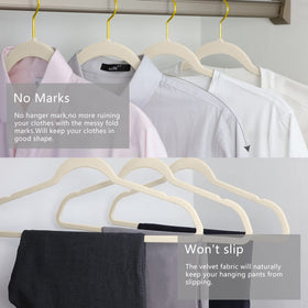 MIZGI heavy-duty velvet hangers support coats without bending.