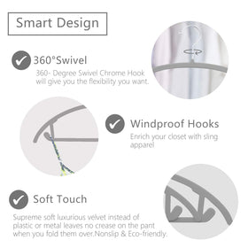 MIZGI Heavy-duty ABS plastic hangers support coats and sweaters securely.