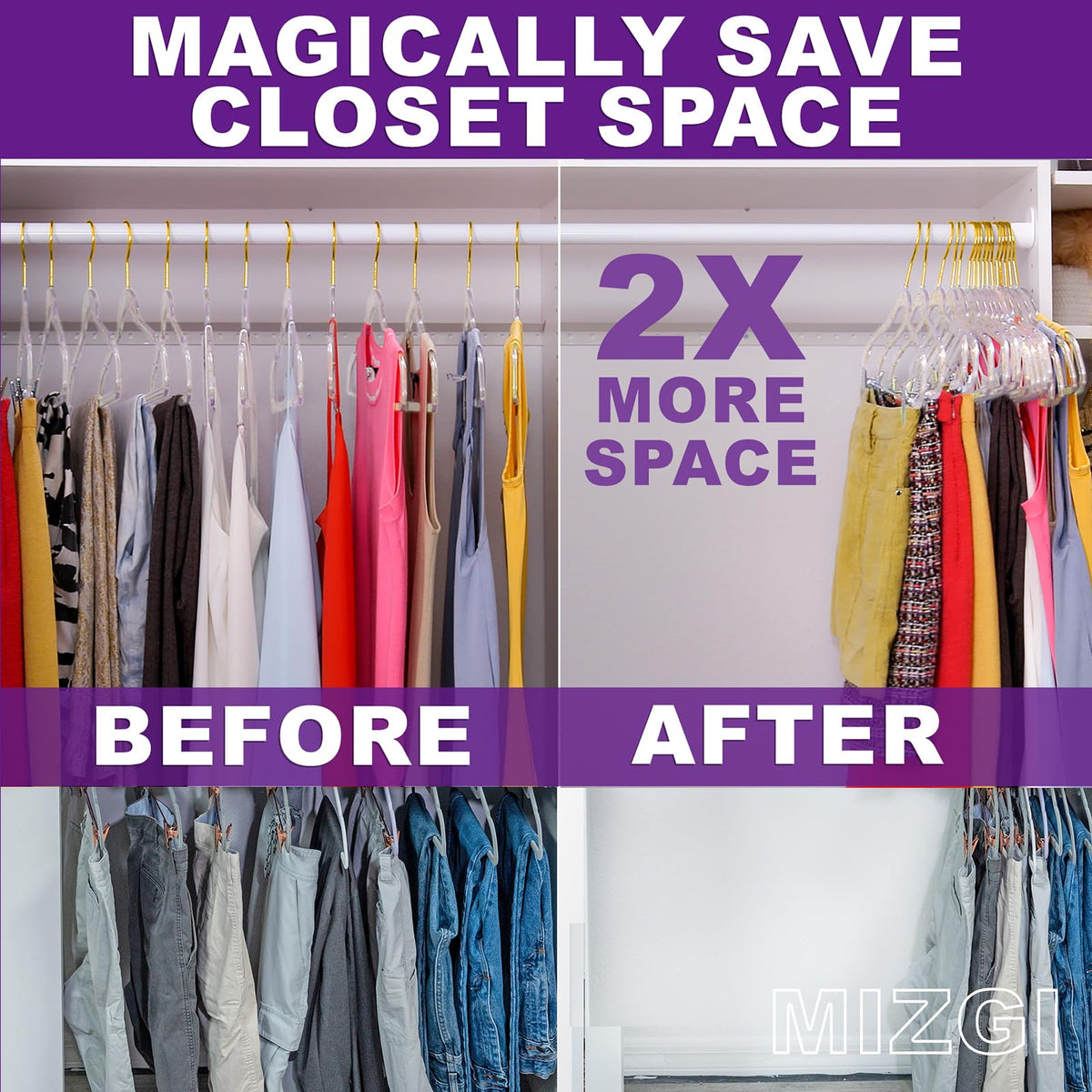 MIZGI invisible design blends with decor for a tidy, elegant closet