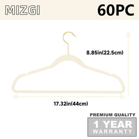 MIZGI ivory flocked finish prevents slipping on delicate fabrics.